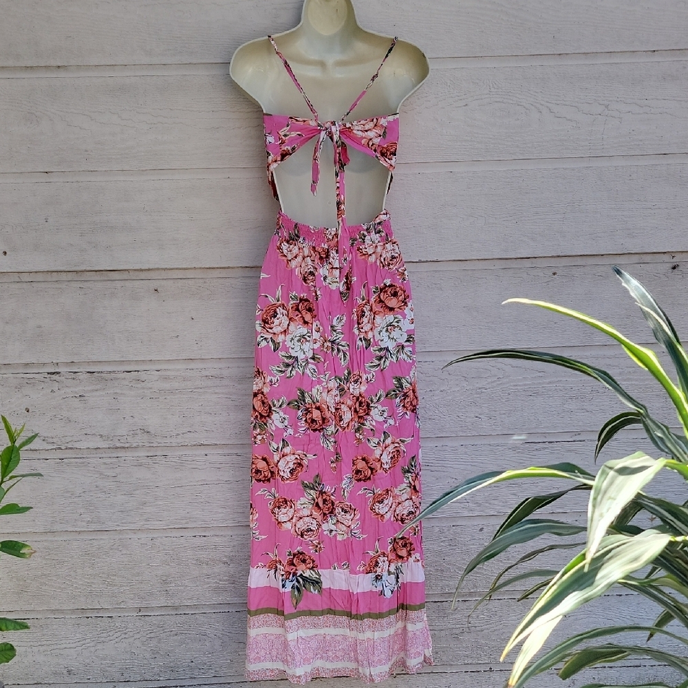 Maaji Womens Lisse Pink Floral Print Maxi Dress Size S - Picture 7 of 8